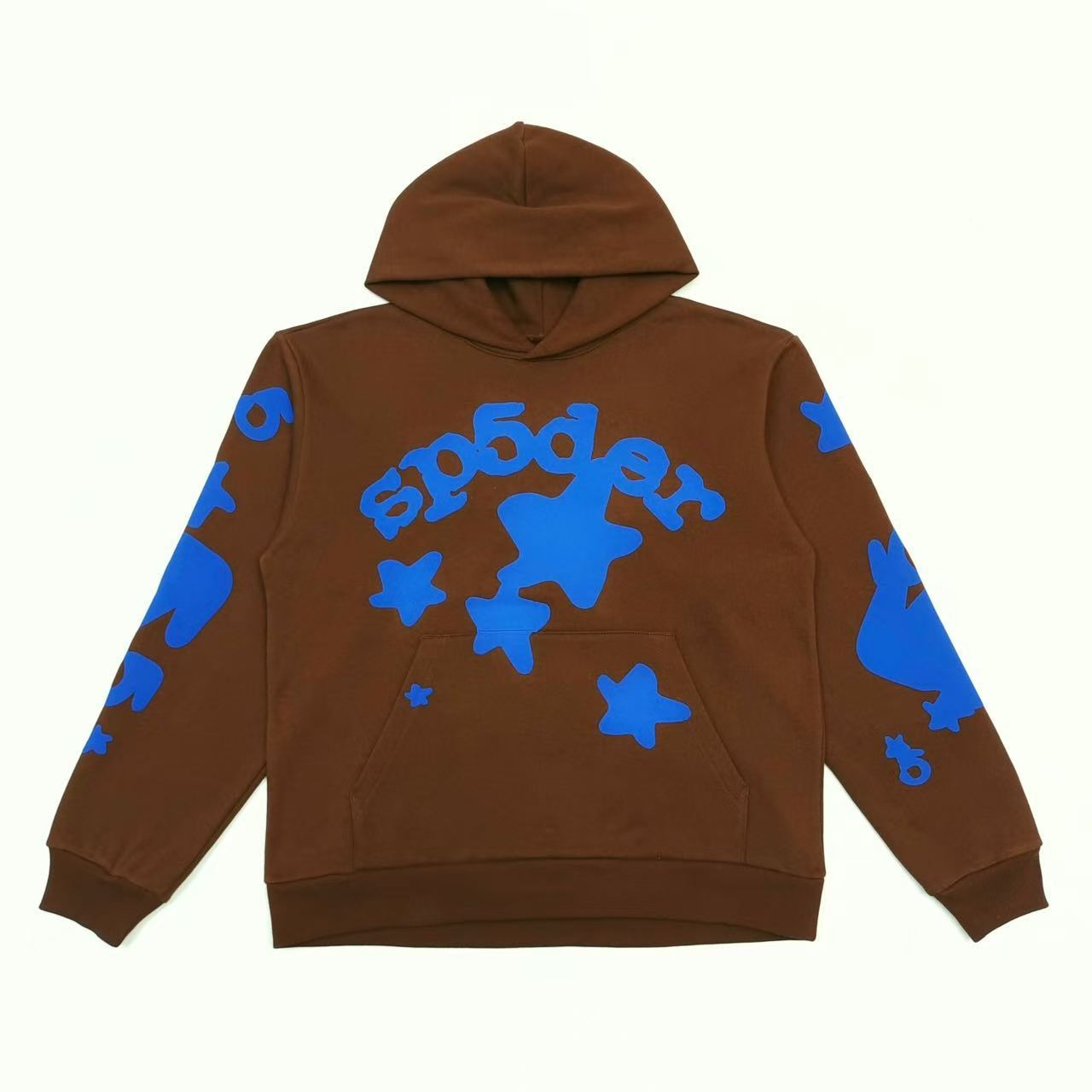Spider Sp5der Star Graphic Brown Pullover Hoodie