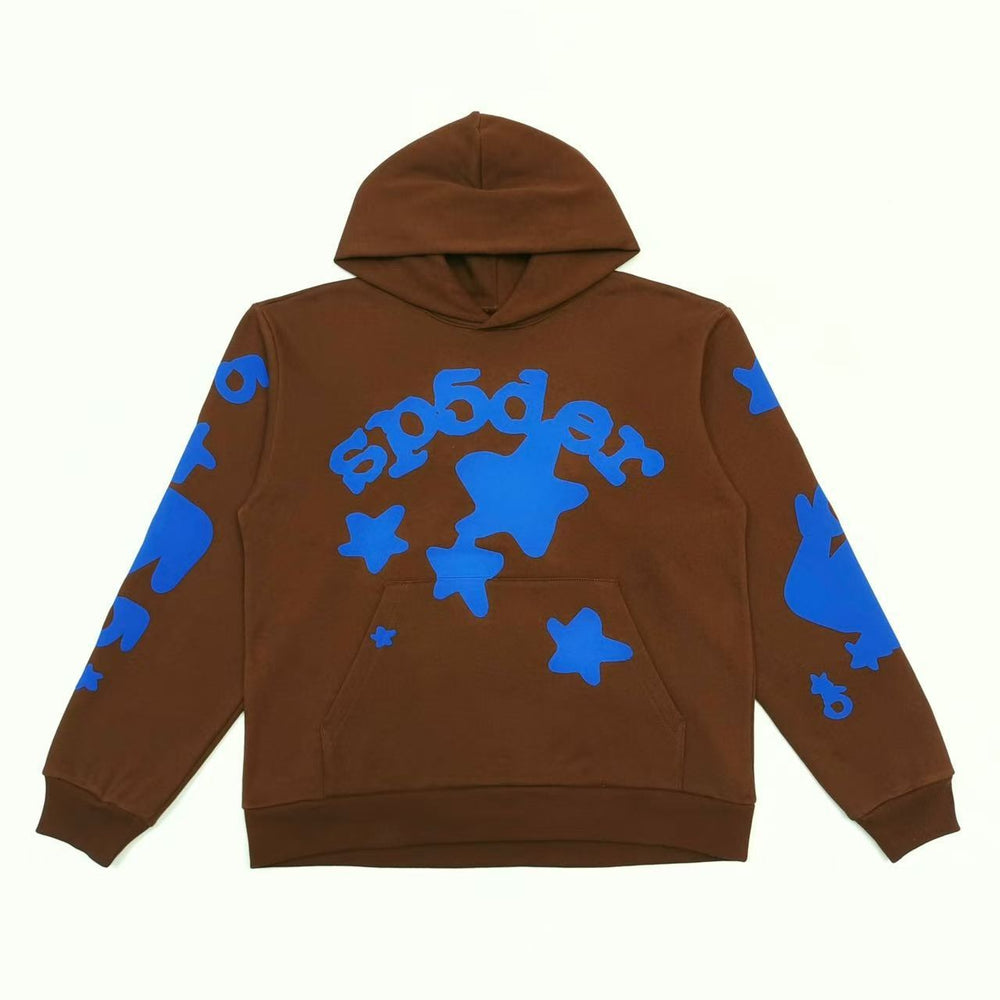 Spider Sp5der Star Graphic Brown Pullover Hoodie