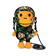 A Bathing Ape Baby Milo Camo Print Plush Doll Crossbody Bag
