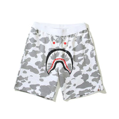 BAPE Style Snow Camo Shark Casual Shorts - Off-White/Grey
