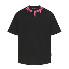 PALM ANGELS PINK NECK LOGO OVERSIZED T‑SHIRT