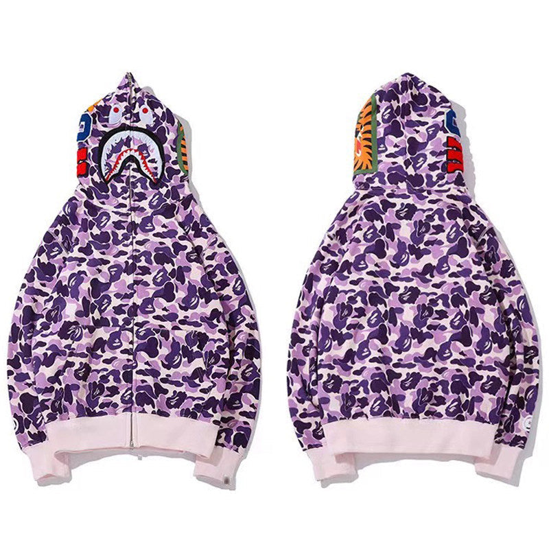 BAPE Shark Full Zip Hoodie Purple Camo Edition