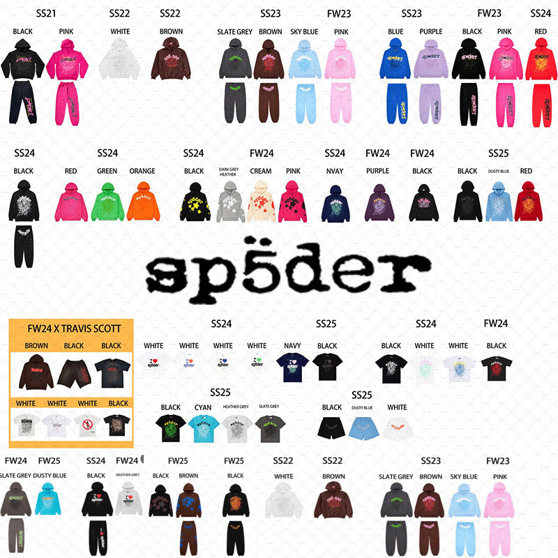 Cross border exclusive 500g Meichao PINK spider web hooded sweatshirt Sp5derhoodies hoodie (33)