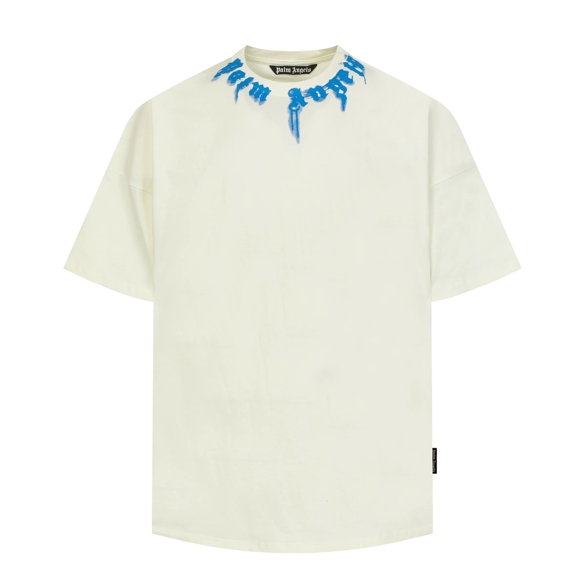 PALM ANGELS BLUE NECK LOGO OVERSIZED T‑SHIRT