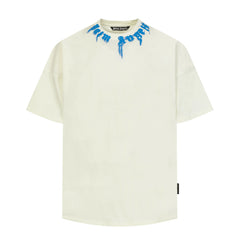 PALM ANGELS BLUE NECK LOGO OVERSIZED T‑SHIRT
