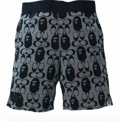 BAPE Style Monogram All-Over Print Ape Head Casual Shorts - Grey/Black