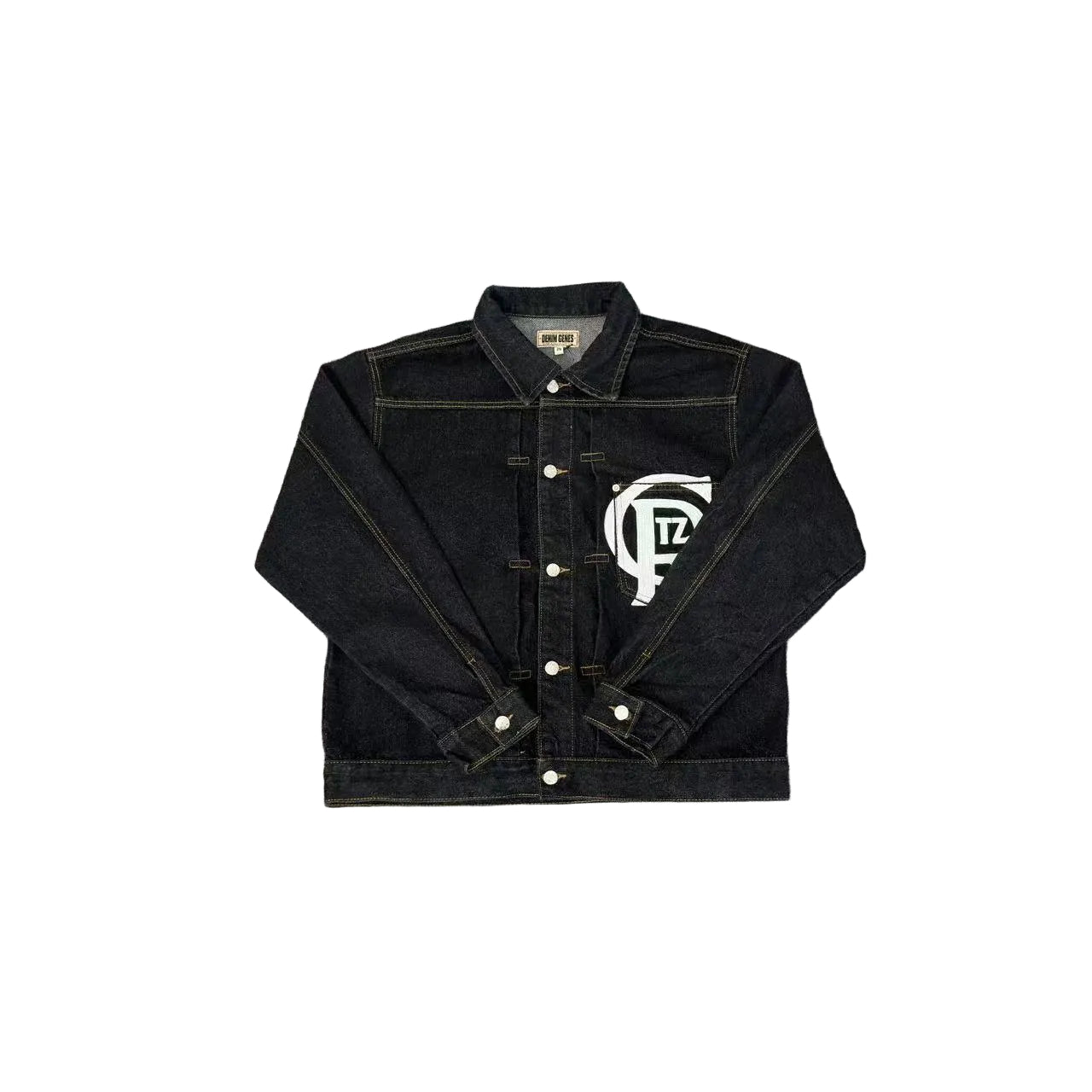 Corteiz Ctiz Logo Contrast Stitch Black Denim Trucker Jacket