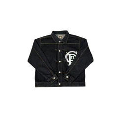 Corteiz Ctiz Logo Contrast Stitch Black Denim Trucker Jacket