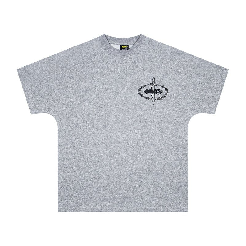 Corteiz X Slaughter Gang 21 Savage Grey Graphic Short Sleeve T‑shirt