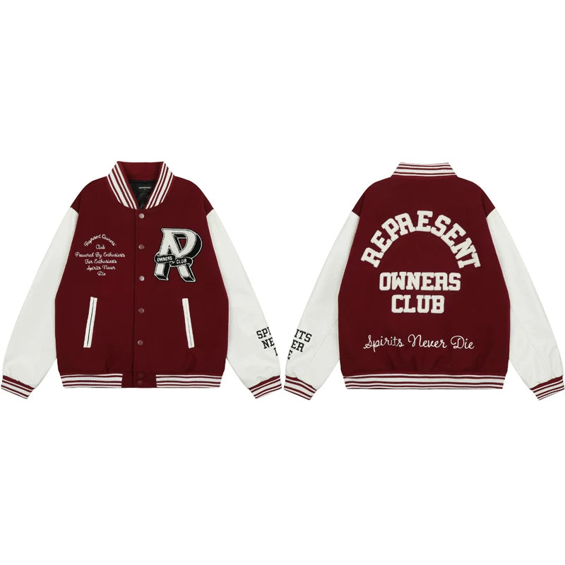 Represent Owners Club Burgundy Varsity Jacket