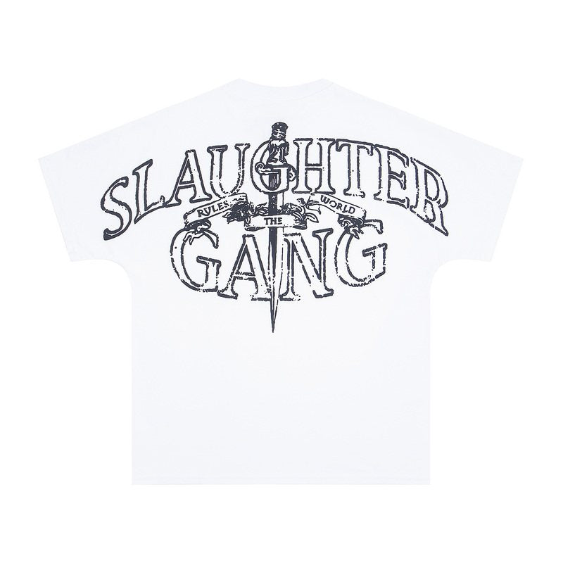 Corteiz X Slaughter Gang 21 Savage White Graphic Short Sleeve T‑shirt