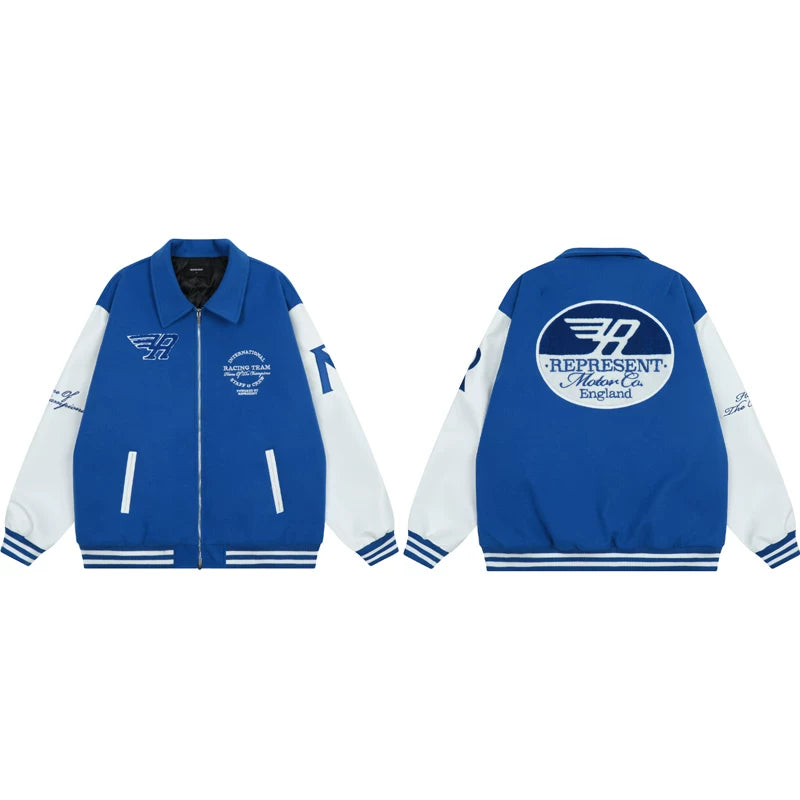 Represent Racing Team Modern Co Blue Varsity Jacket
