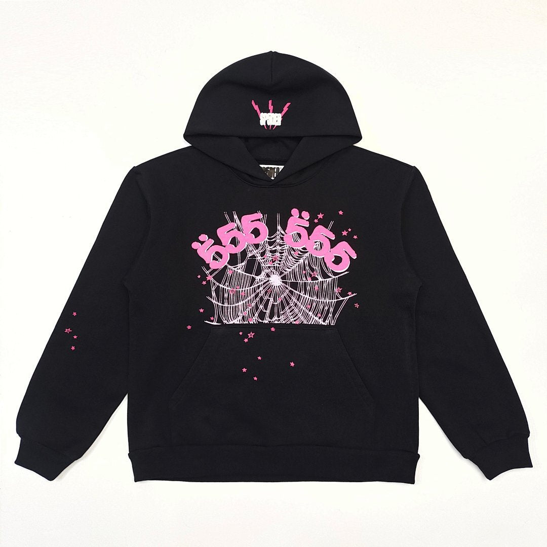 Cross border exclusive 500g Meichao PINK spider web hooded sweatshirt Sp5derhoodies hoodie (20)