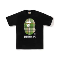 BAPE Style Tartan Plaid Big Ape Head Short-Sleeve Tee - Black/Green