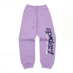 Spider Sp5der Slogan Star Print Lavender Jogger Sweatpants