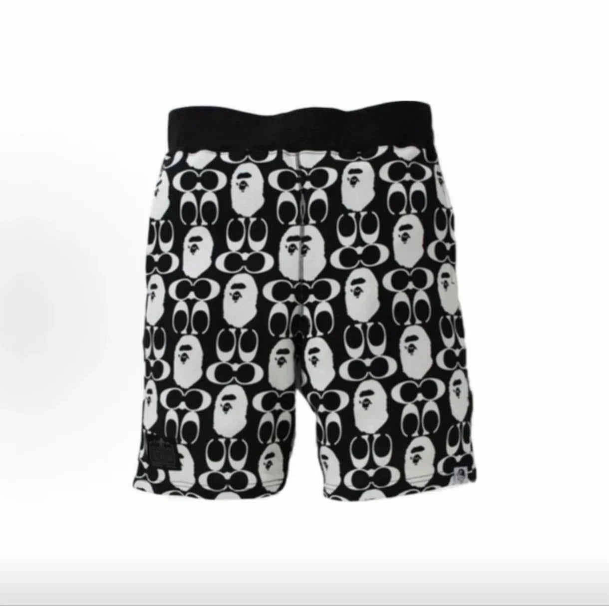BAPE Style Monogram All-Over Print Ape Head Casual Shorts - Black/White