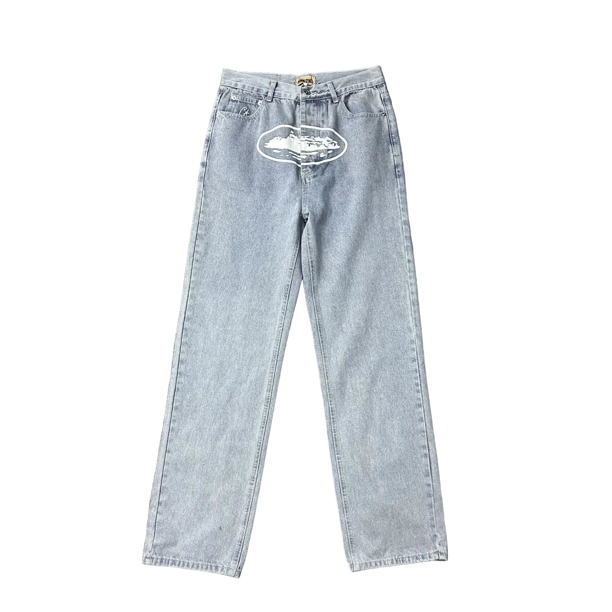 Corteiz X Slaughter Gang 21 Savage Light Wash Straight Leg Jeans