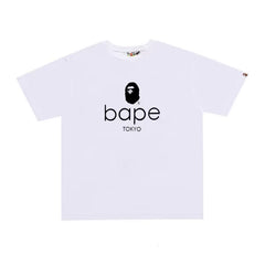 BAPE Style Minimalist Tokyo Logo Short-Sleeve Tee - White