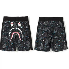 BAPE Style Space Galaxy Camo Shark Casual Shorts - Dark Black/Grey