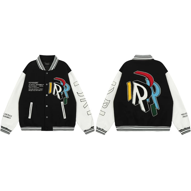 Represent Multi‑Color R Logo Graphic Varsity Jacket