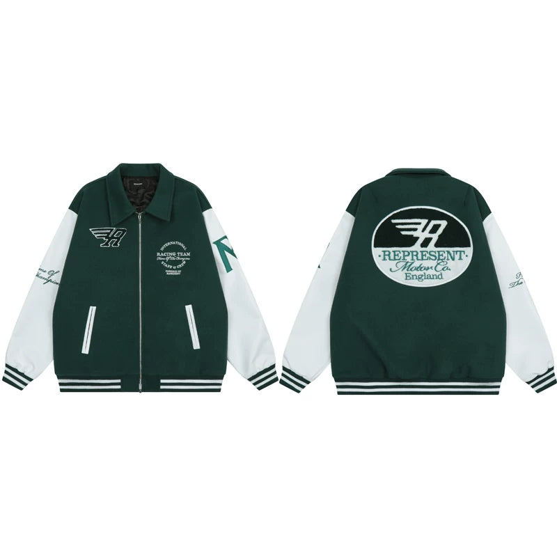 Represent Racing Team Modern Co Green Varsity Jacket