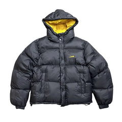 Corteiz Script Logo Black Hooded Puffer Jacket