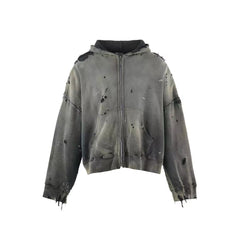 Saint MXXXXXX Distressed Paint Splatter Zip Up Hoodie