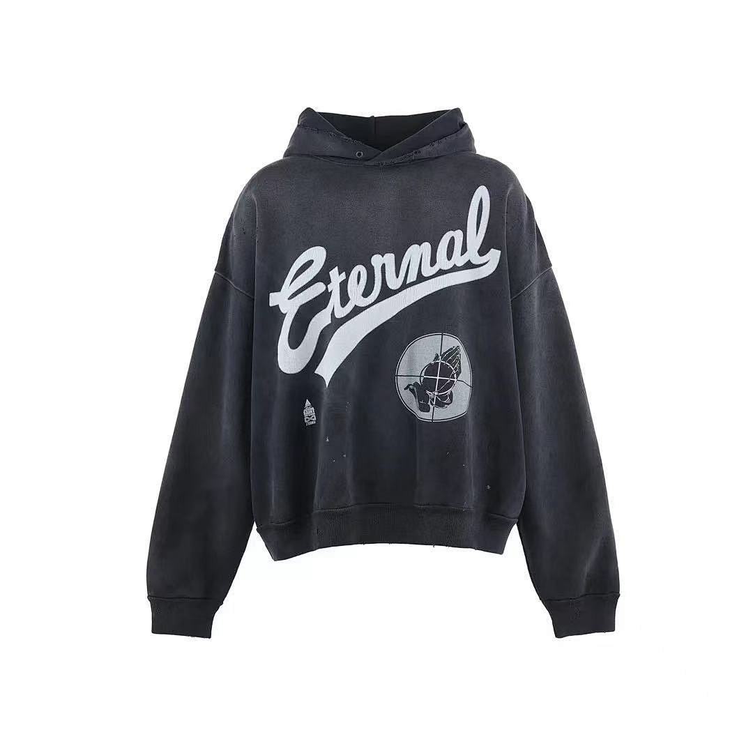 Saint MXXXXXX Eternal Vintage Washed Distressed Cropped Hoodie