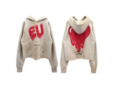 Saint Michael EU Dripping Heart Vintage Stained Cropped Hoodie