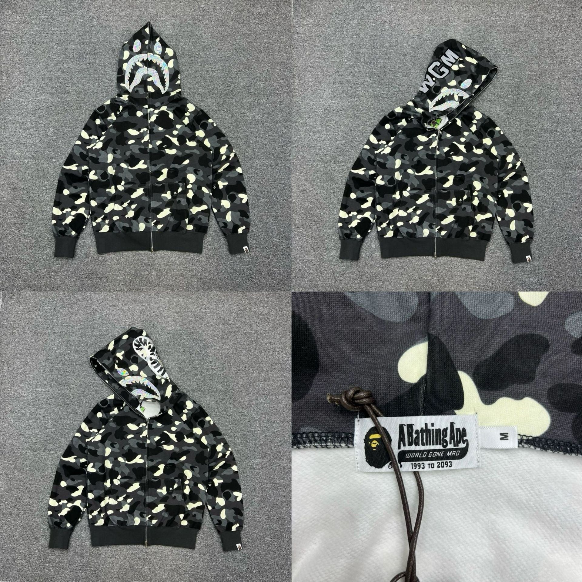 A BATHING APE ABC Camo Shark Full Zip Hoodie Black