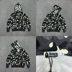 A BATHING APE ABC Camo Shark Full Zip Hoodie Black