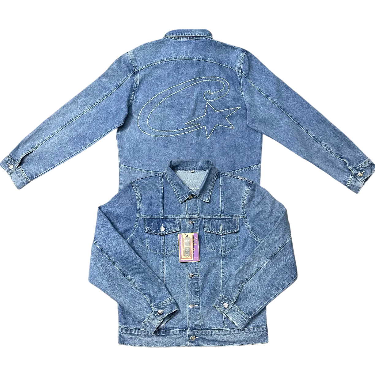 Corteiz C‑Star Stitched Back Denim Trucker Jacket