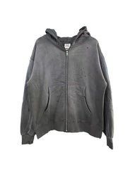 Saint Michael Washed Grey Distressed Zip Up Hoodie