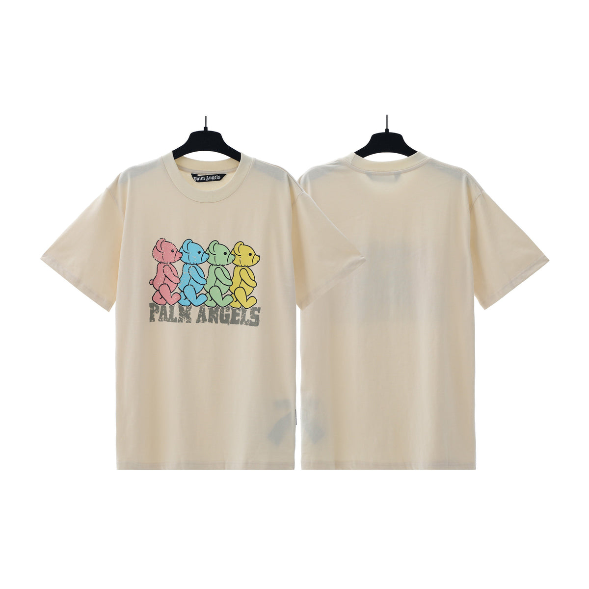 PALM ANGELS MULTICOLOR BEARS GRAPHIC T‑SHIRT CREAM