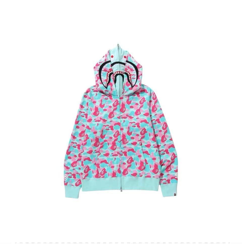 Bape Shark Double-Layer Hood Pink Mint Zip