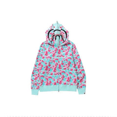 Bape Shark Double-Layer Hood Pink Mint Zip