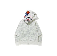 Bape White Camo Double Shark Full Zip Hoodie
