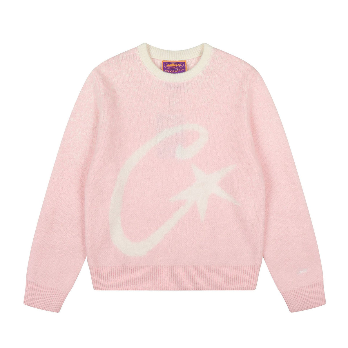 Corteiz C‑Star Jacquard Crew Neck Pink Knit Sweater