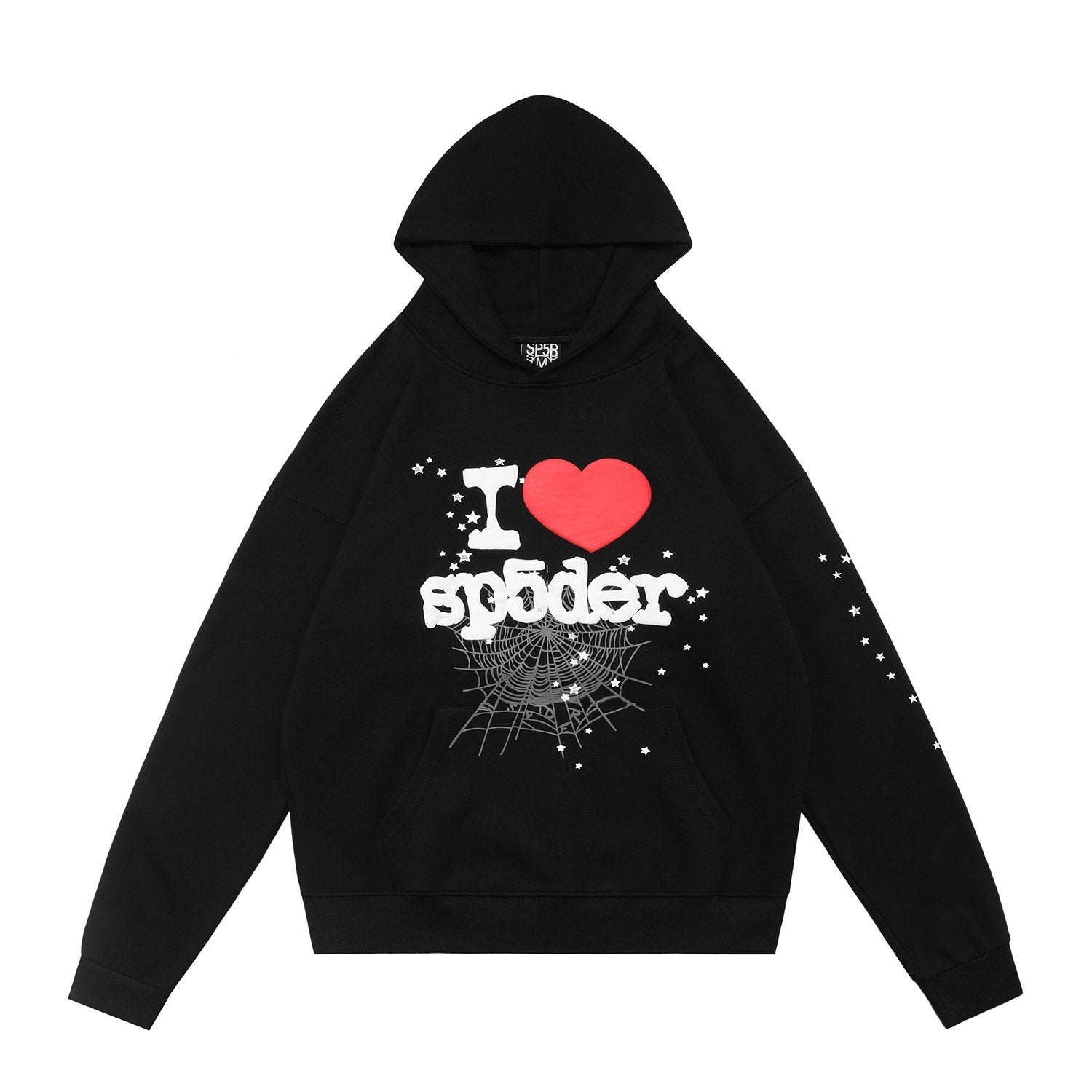 Spider i love spider heart web graphic print black pullover hoodie