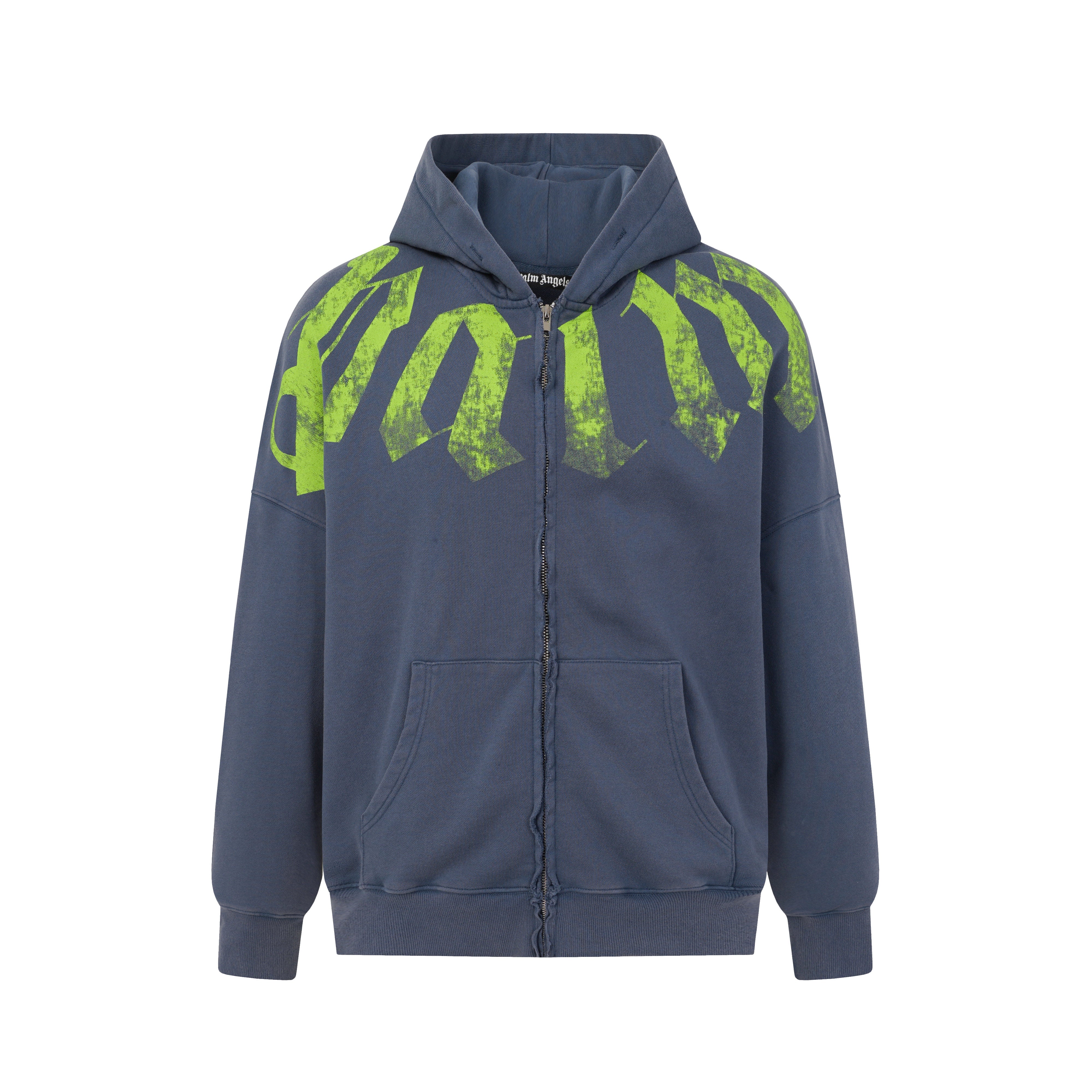 Palm Angels Faded Red Gothic Zip‑Up Oversized Hoodie