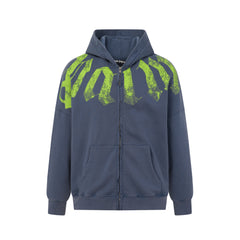 Palm Angels Faded Red Gothic Zip‑Up Oversized Hoodie