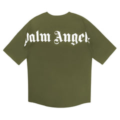 PALM ANGELS BACK BIG LOGO T‑SHIRT OLIVE GREEN