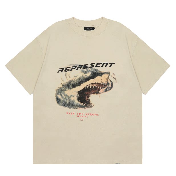 Represent Only The Strong Survive Shark Graphic Oversized T‑Shirt