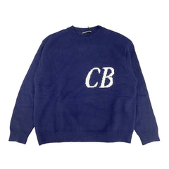 Cole Buxton Cb Logo Knit Navy Oversized Crewneck Sweater