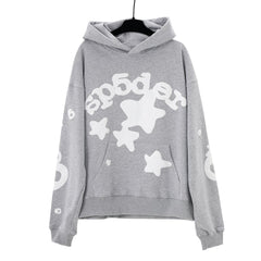 Spider star graphic print heather grey pullover hoodie