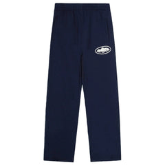 Corteiz Oval Island Logo Drawstring Straight‑Leg Navy Sweatpants