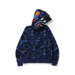 BAPE Shark Full Zip Hoodie – Dual Hood Blue Camo Edition