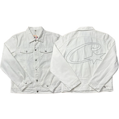 Corteiz C‑Star Stitched White Denim Trucker Jacket