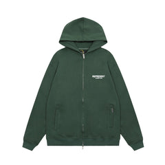 Represent Owners Club Forest Green Oversized Full Zip‑Up Hoodie