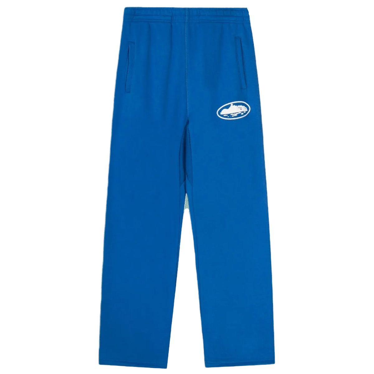 Corteiz Oval Island Logo Drawstring Straight‑Leg Blue Sweatpants